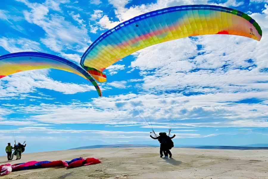 Paragliding over Agafay Desert & Atlas Mnt Views